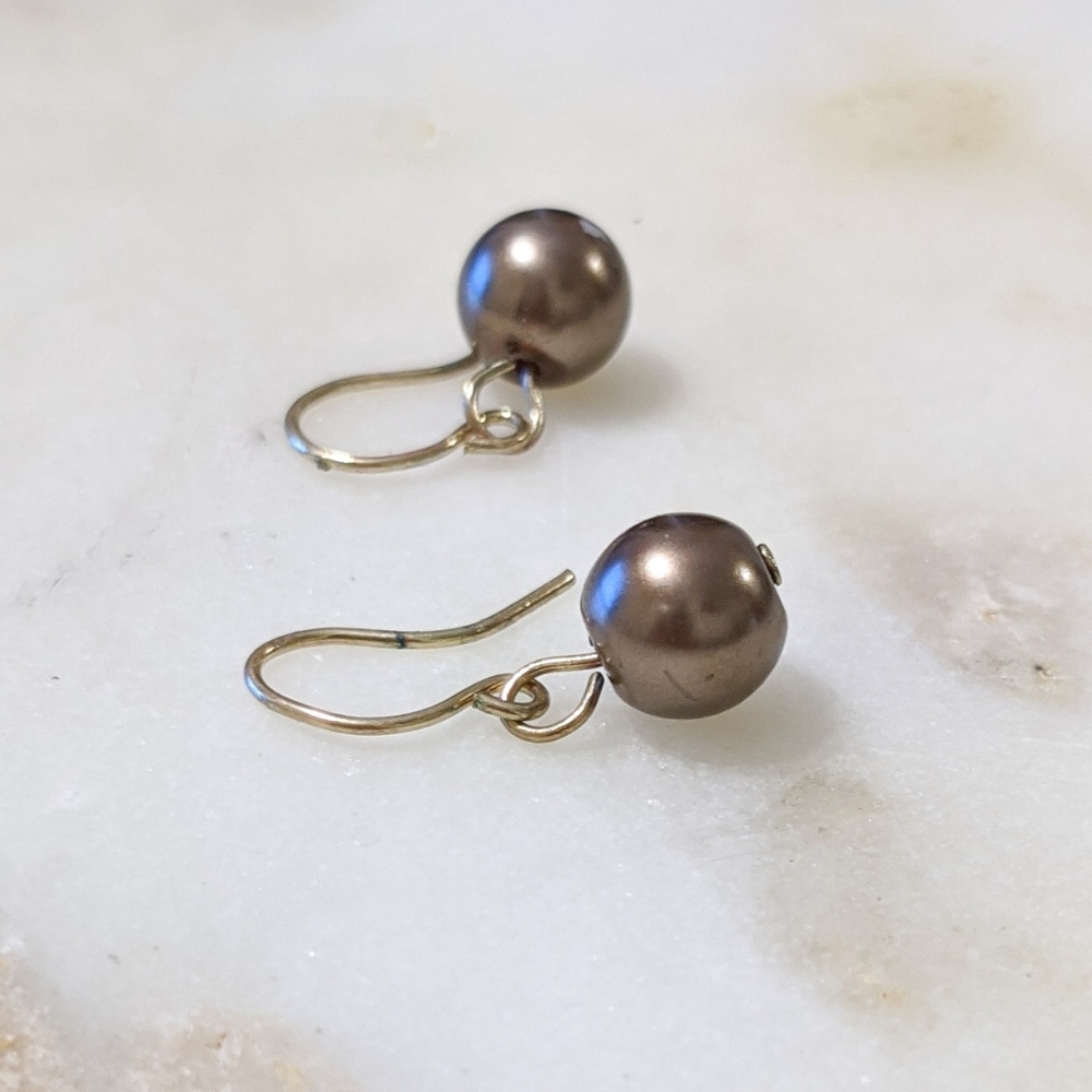 Gold Tone Pearl Earrings - Picture 2 of 2